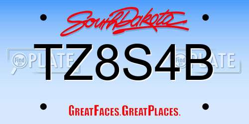 TZ8S4B South Dakota License Plate