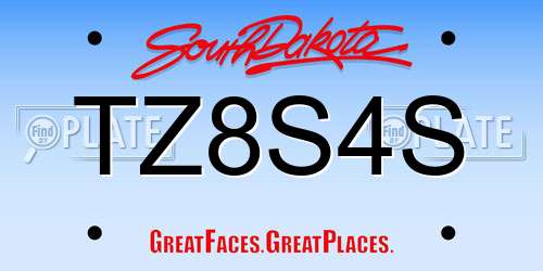 TZ8S4S South Dakota License Plate