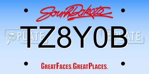 TZ8Y0B South Dakota License Plate