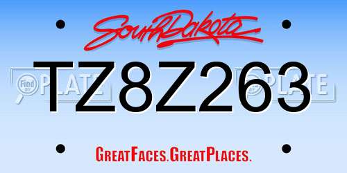 TZ8Z263 South Dakota License Plate