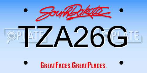 TZA26G South Dakota License Plate