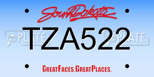 TZA522 South Dakota License Plate
