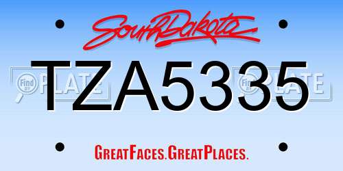 TZA5335 South Dakota License Plate