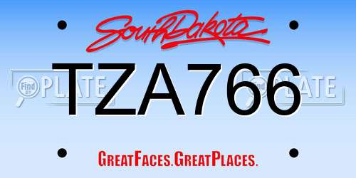 TZA766 South Dakota License Plate