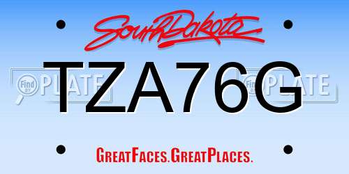 TZA76G South Dakota License Plate