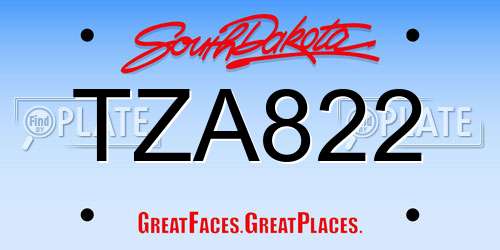 TZA822 South Dakota License Plate