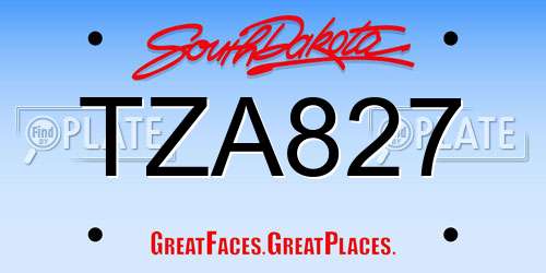 TZA827 South Dakota License Plate
