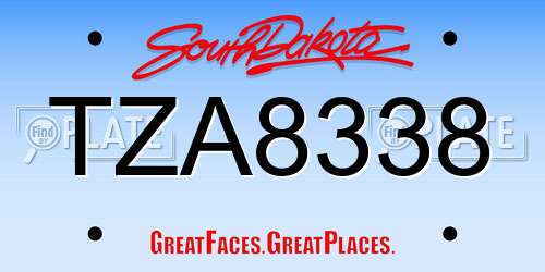 TZA8338 South Dakota License Plate