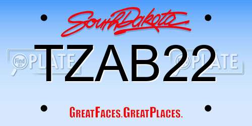 TZAB22 South Dakota License Plate