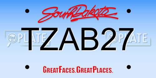 TZAB27 South Dakota License Plate