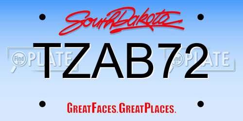 TZAB72 South Dakota License Plate