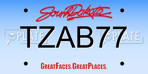 TZAB77 South Dakota License Plate