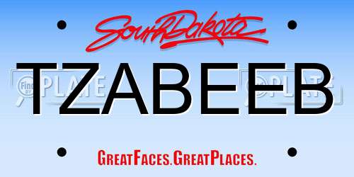 TZABEEB South Dakota License Plate