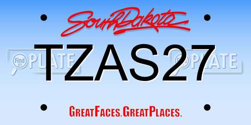 TZAS27 South Dakota License Plate