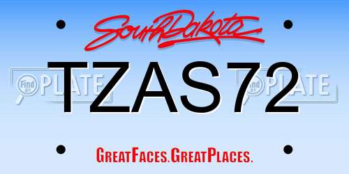 TZAS72 South Dakota License Plate