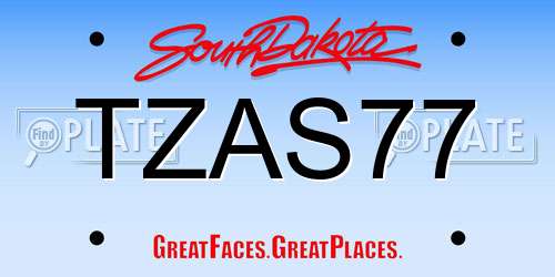 TZAS77 South Dakota License Plate