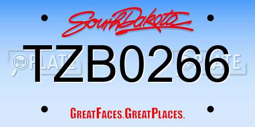 TZB0266 South Dakota License Plate
