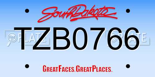 TZB0766 South Dakota License Plate