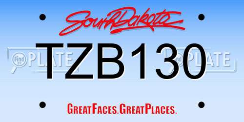 TZB130 South Dakota License Plate