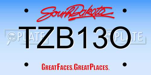 TZB13O South Dakota License Plate