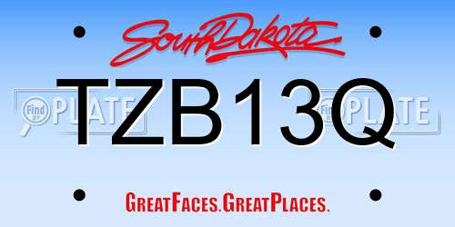 TZB13Q South Dakota License Plate