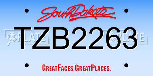 TZB2263 South Dakota License Plate