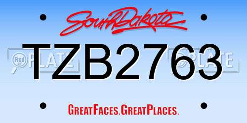TZB2763 South Dakota License Plate