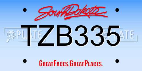 TZB335 South Dakota License Plate