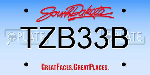 TZB33B South Dakota License Plate