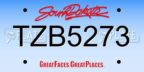 TZB5273 South Dakota License Plate