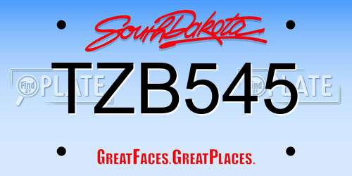 TZB545 South Dakota License Plate