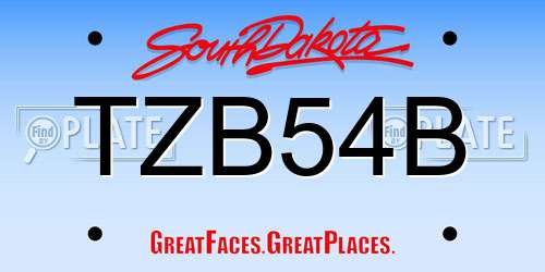 TZB54B South Dakota License Plate
