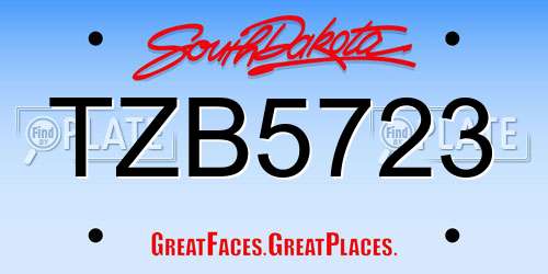 TZB5723 South Dakota License Plate