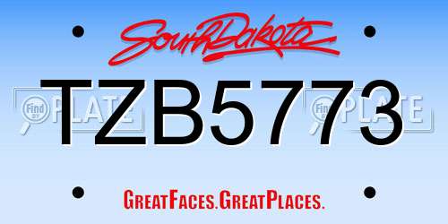 TZB5773 South Dakota License Plate