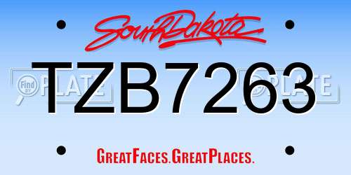 TZB7263 South Dakota License Plate