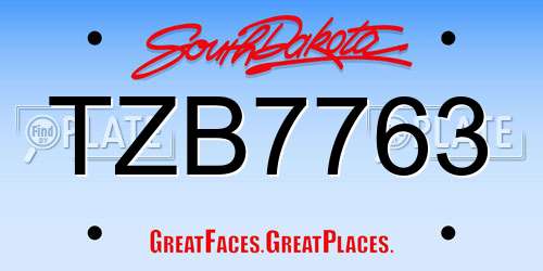 TZB7763 South Dakota License Plate