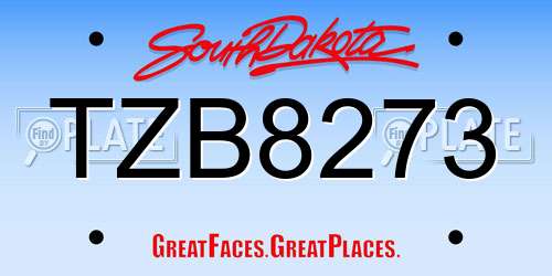 TZB8273 South Dakota License Plate