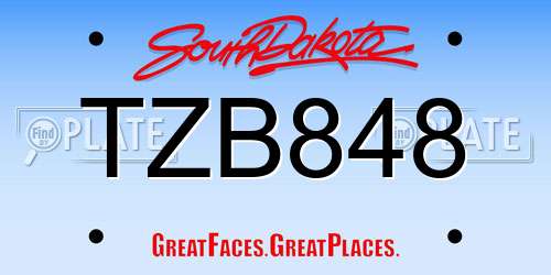 TZB848 South Dakota License Plate