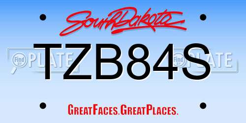 TZB84S South Dakota License Plate