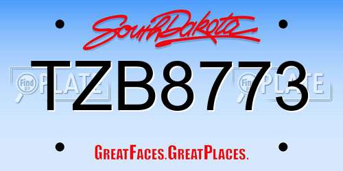 TZB8773 South Dakota License Plate