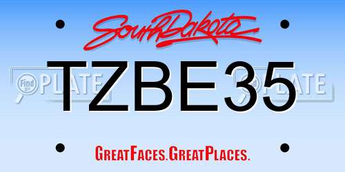TZBE35 South Dakota License Plate