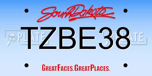 TZBE38 South Dakota License Plate
