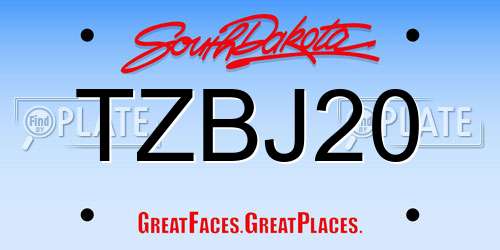 TZBJ20 South Dakota License Plate