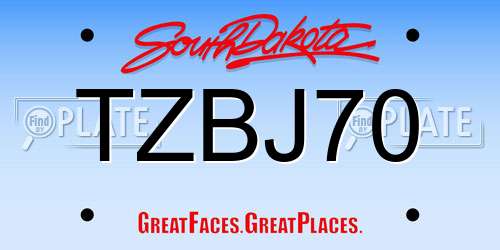 TZBJ70 South Dakota License Plate