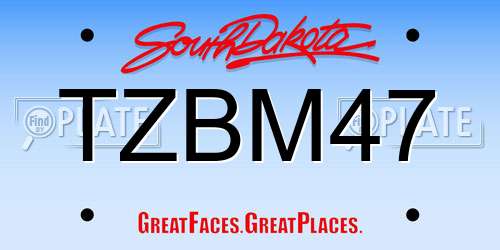 TZBM47 South Dakota License Plate