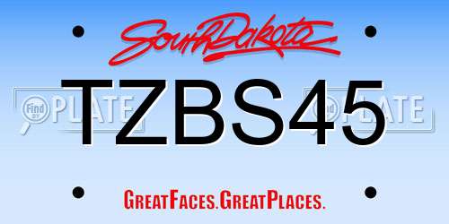 TZBS45 South Dakota License Plate