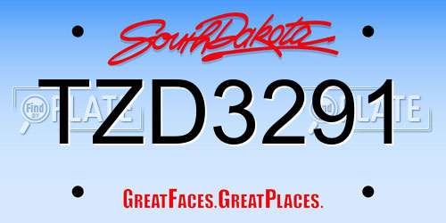 TZD3291 South Dakota License Plate