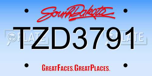 TZD3791 South Dakota License Plate