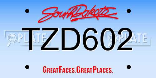 TZD602 South Dakota License Plate