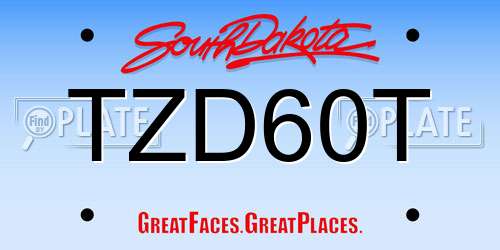 TZD60T South Dakota License Plate